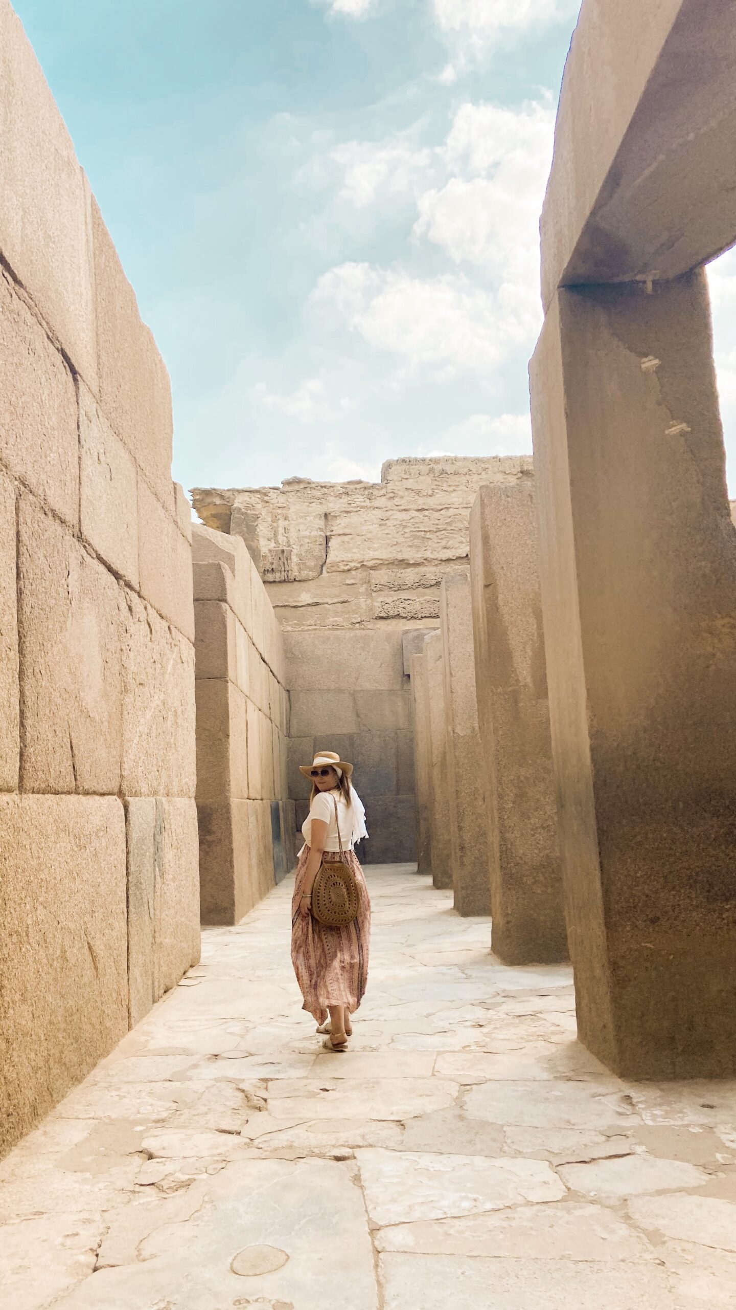 Woman in temple in gizeh egypt
