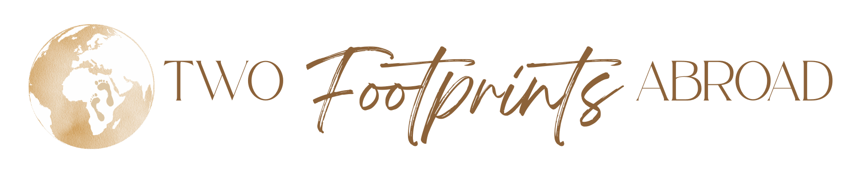 Two Footprints Abroad logo with worldmap and footprints