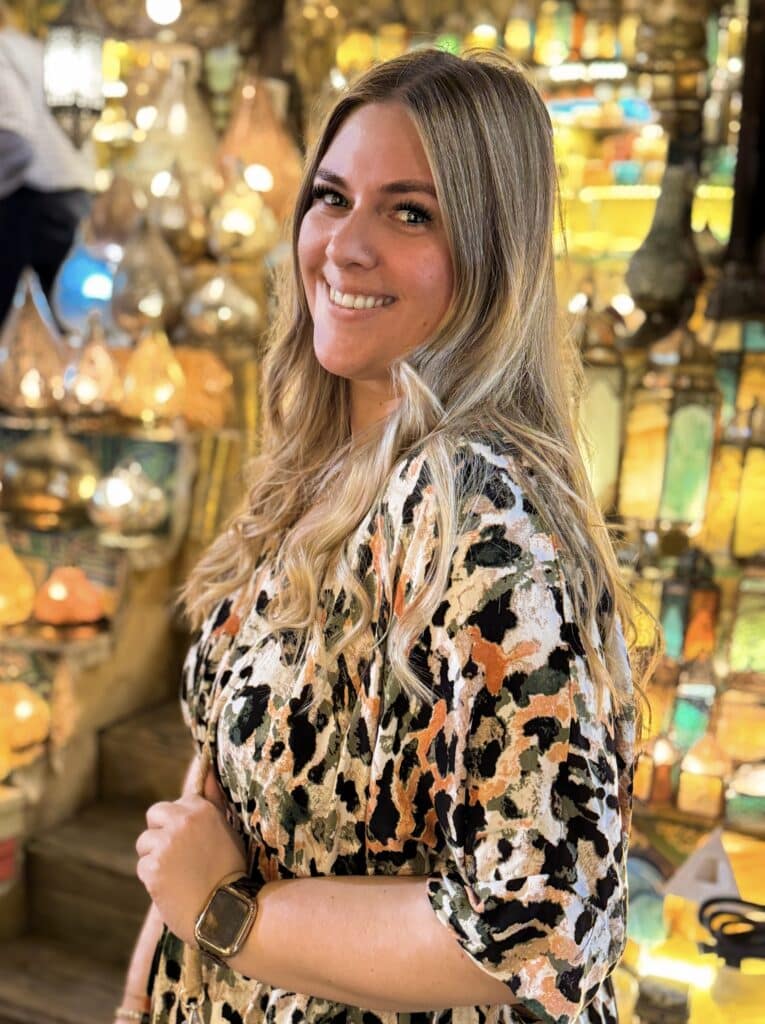 woman in a shop in khan el khalili bazaar cairo egypt