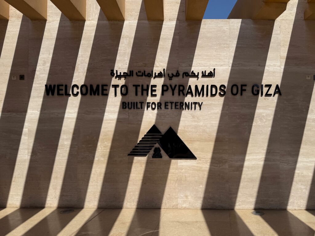 entrance welcome to the pyramids of giza, egypt