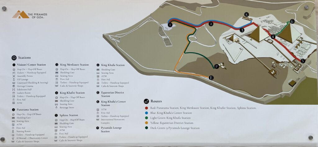 overview of the giza plateu pyramids visitor center, egypt