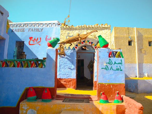 colorful entrance of a house in nubian village aswan egypt